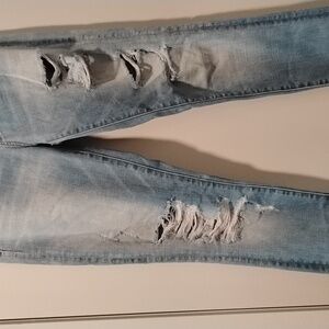 American Eagle Outfitters Light Blue Distressed Skinny Jeans, Extra Long